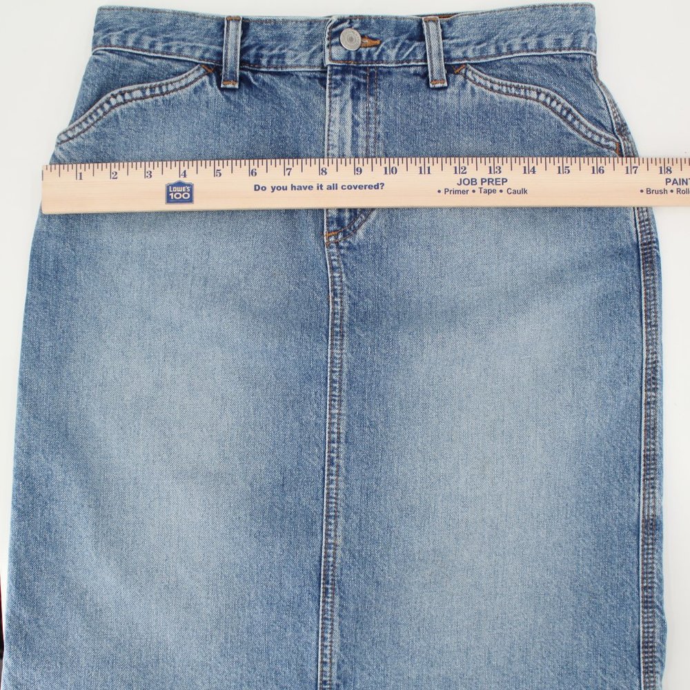 Vintage GAP Denim Skirt Light Wash Raw Hem Western Stitch 100% Cotton No Stretch - Picture 10 of 11